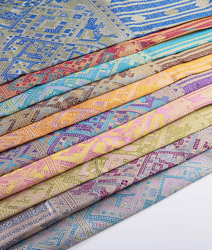 Tejido Jacquard de poliéster hueco para pareo tradicional laosiano